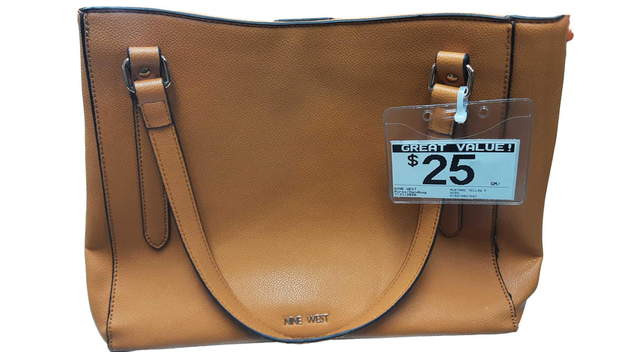 Nine West Mustard Yellow Faux Leather Tote Yellow Purse / Handbag