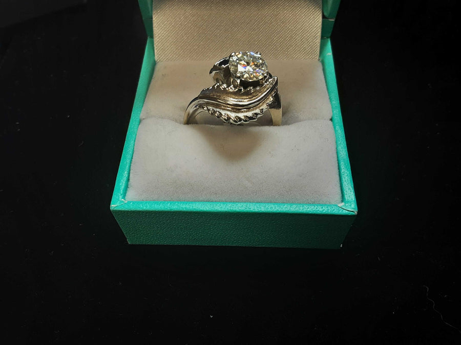 Ring - Engagement Set - White Gold 14k (.585) 8.5 grams Size 6.5