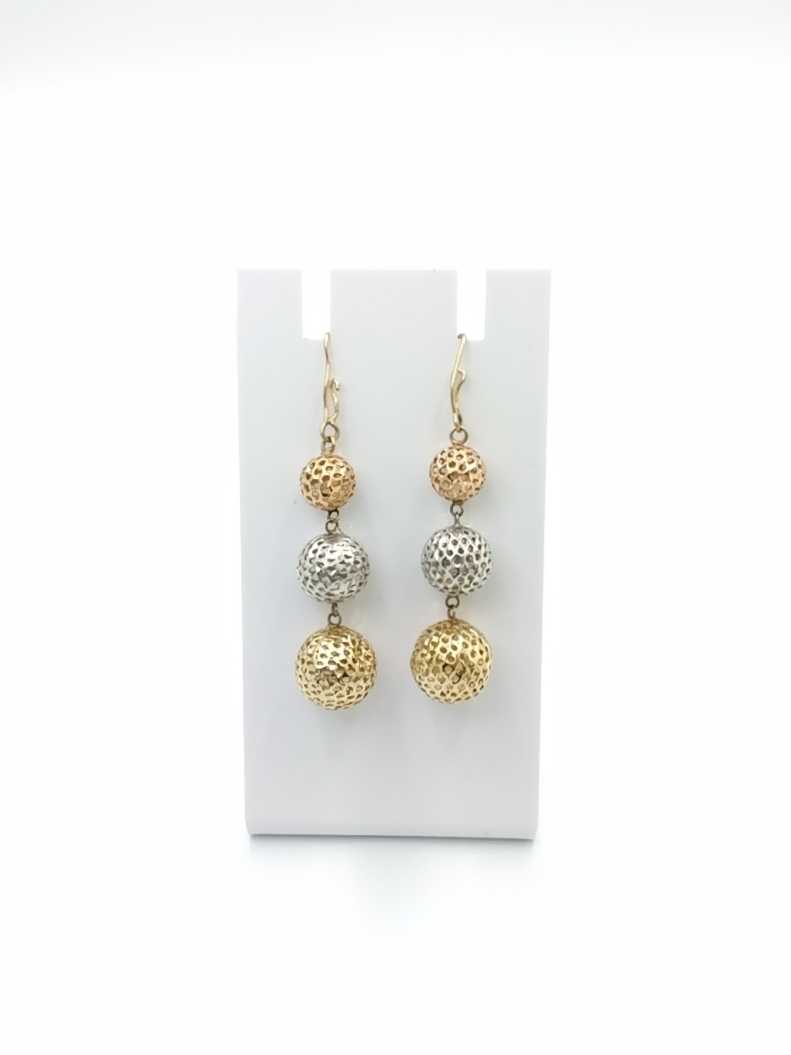 Gold Ball Earrings - Tricolor Gold 10k (.417) 3.5 grams