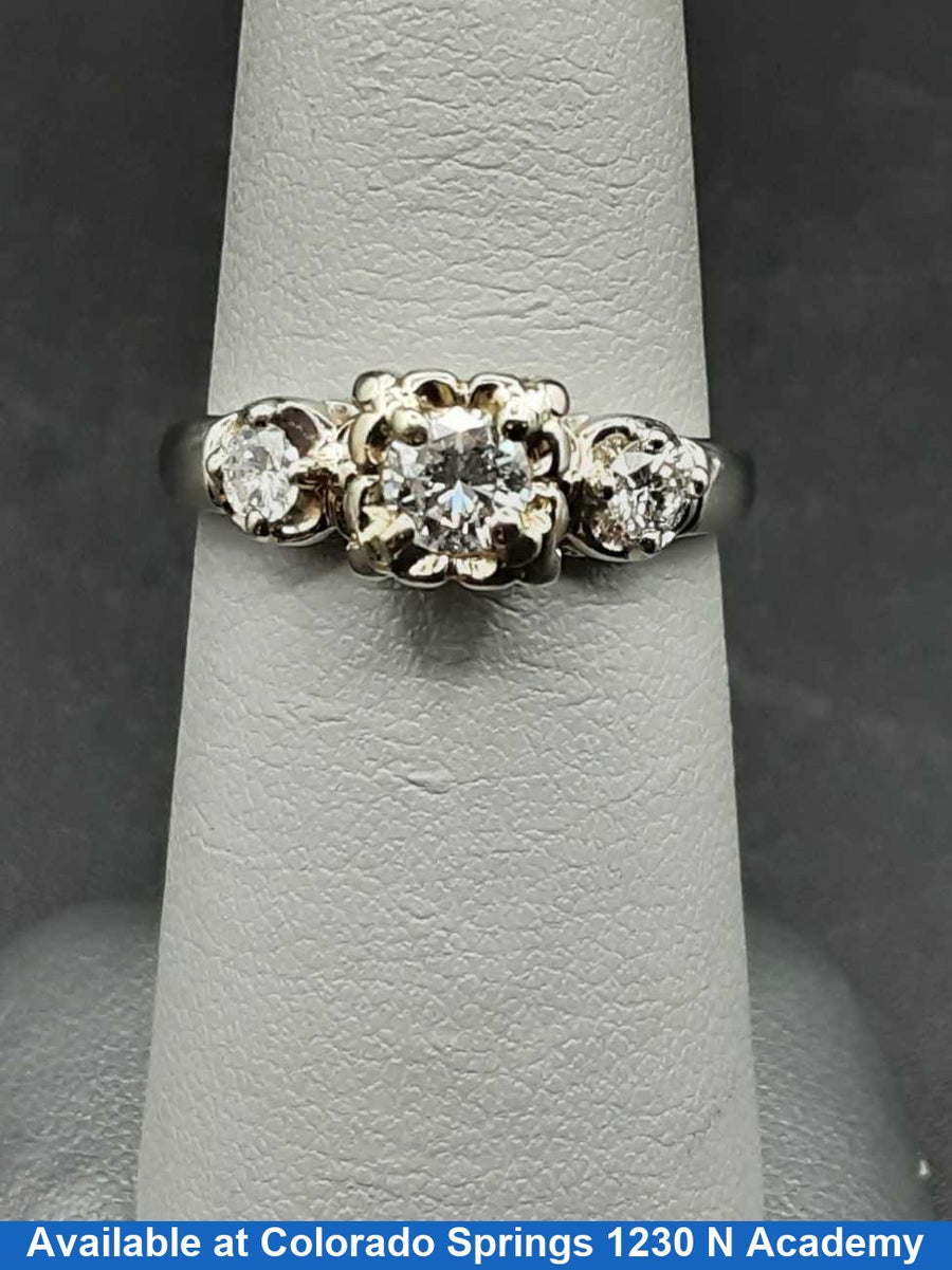 Ring - Wedding Set - White Gold 14k (.585) 2.8 grams Size 7