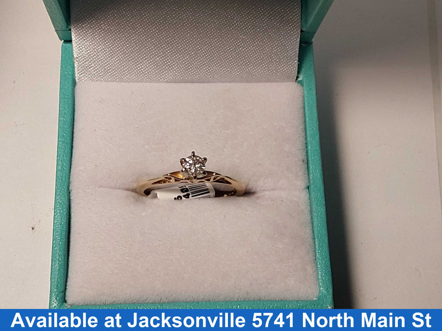 Women's Ring - Solitaire - Yellow Gold 14k (.585) 1.6 grams Size 5.5