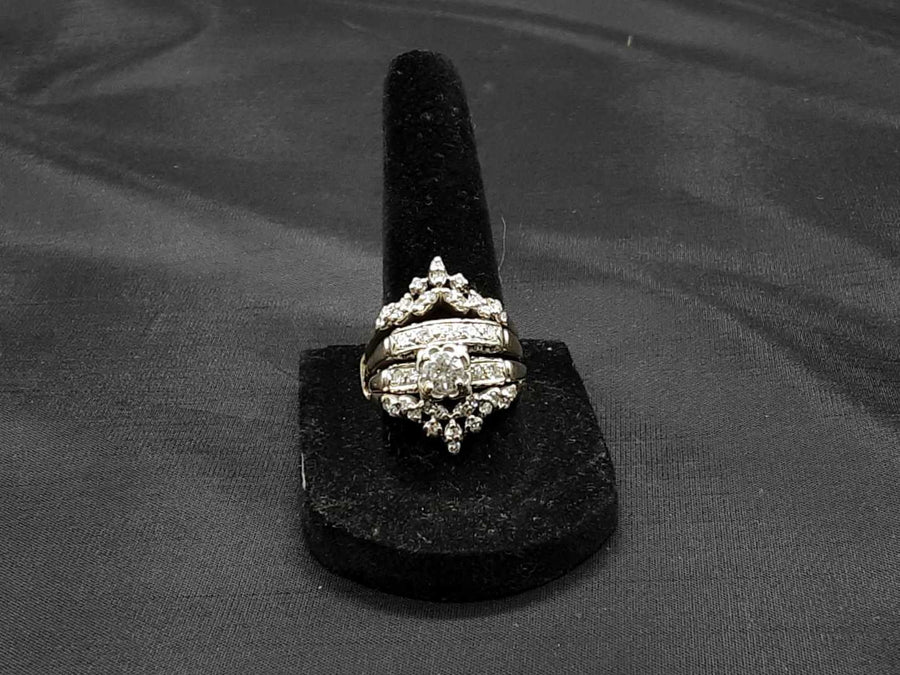 Ring - Engagement Set - White Gold 14k (.585) 8.8 grams Size 8.5