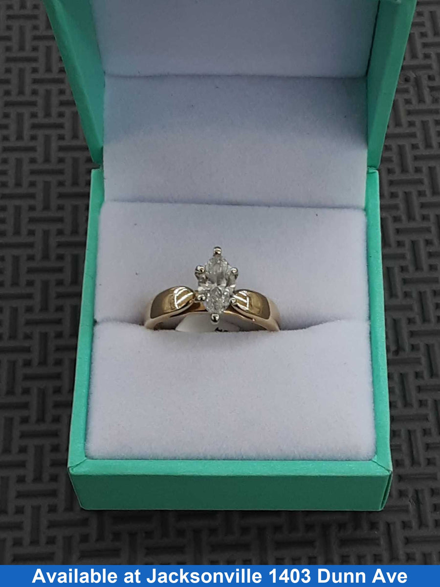 Women's Ring - Solitaire - Yellow Gold 14k (.585) 4.9 grams Size 7
