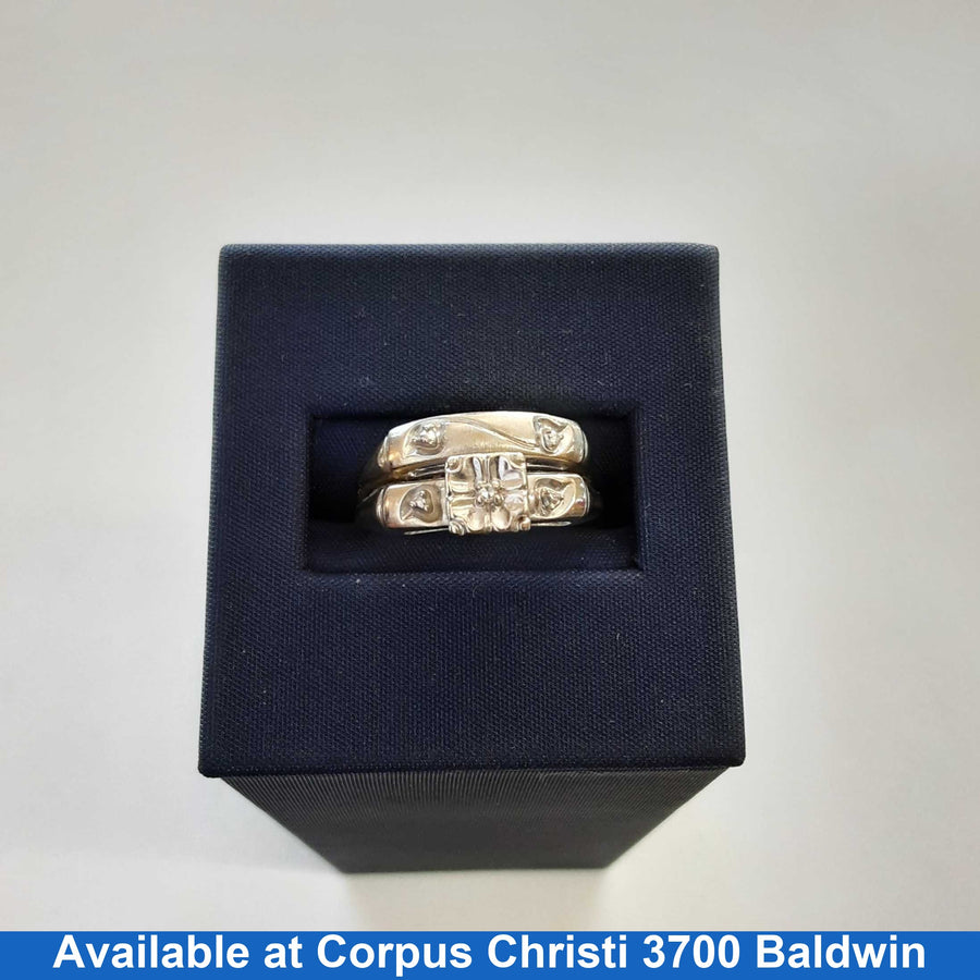 Ring - Wedding Set - White Gold 14k (.585) 3.6 grams Size 8