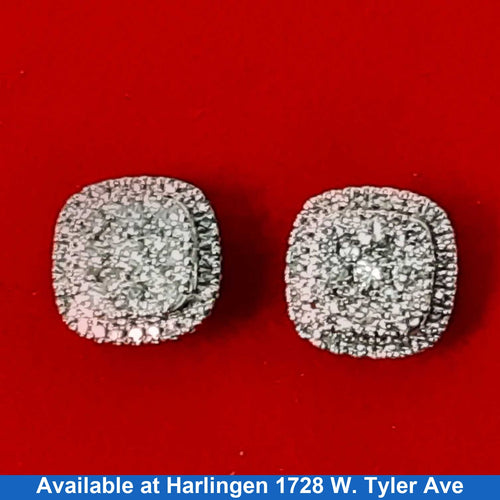 Double Stud Earring - White Gold 10k (.417) 3.6 grams