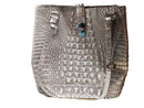 Brahmin Corcodile Embossed Leather Tote Gray Purse / Handbag