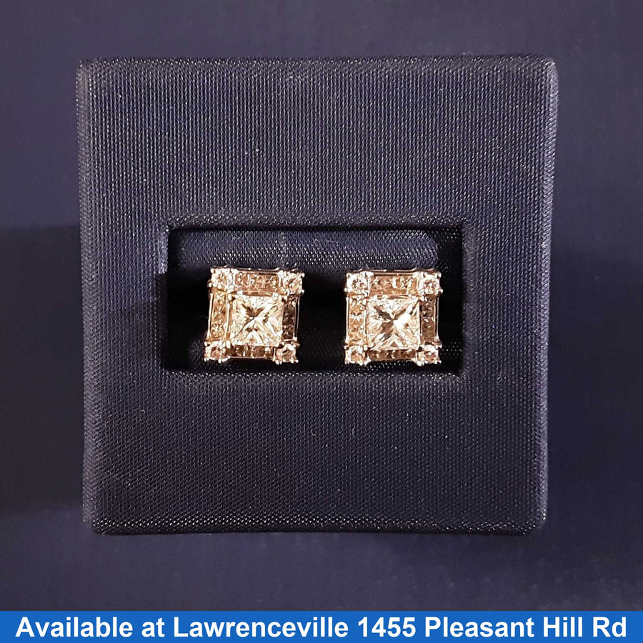 Double Stud Earrings - White Gold 14k (.585) 1.5 grams