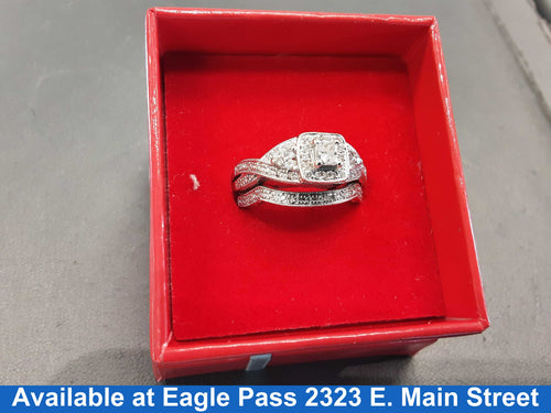 Ring - Wedding Set - White Gold 14k (.585) 5 grams Size 7.5