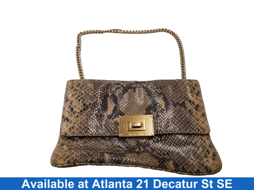 Michael Kors Snake Skin Clutch Beige / Tan Purse / Handbag