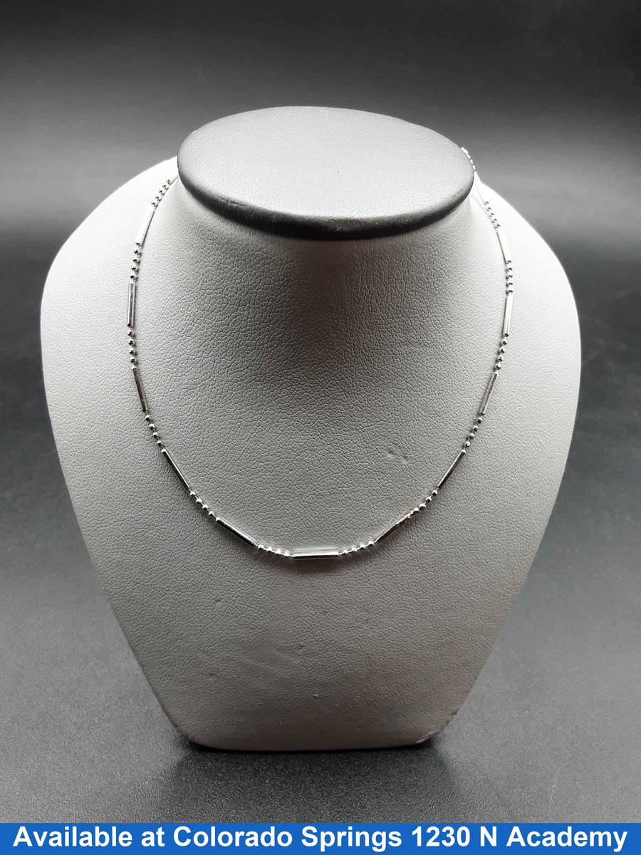 Bead Chain - White Gold 18k (.750) 2.8 grams 16 inch