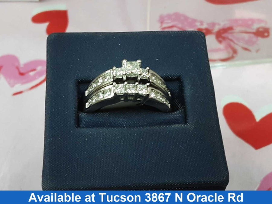 Ring - Wedding Set - White Gold 14k (.585) 8.3 grams Size 8