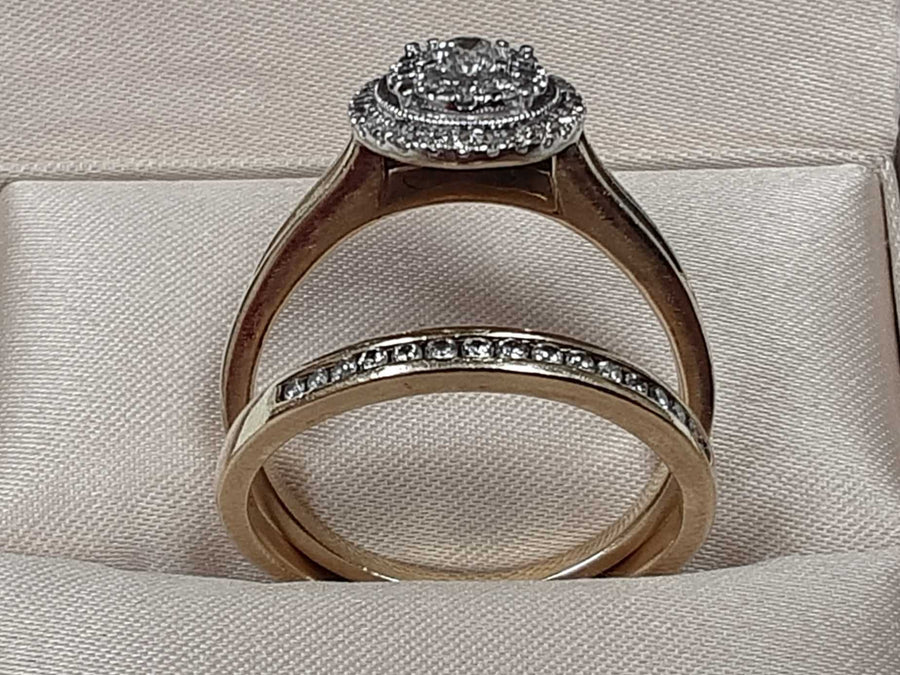 Ring - Wedding Set - Yellow Gold 14k (.585) 7.2 grams Size 11