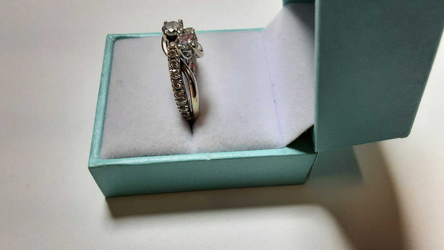 Ring - Wedding Set - White Gold 14k (.585) 10.2 grams Size 7.5