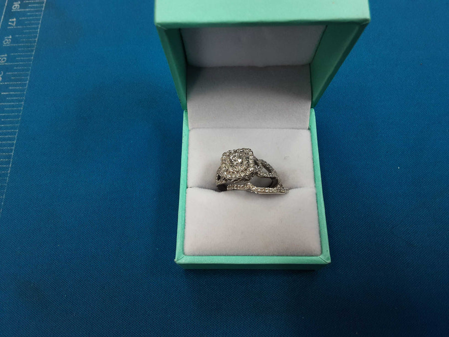 Ring - Wedding Set - White Gold 14k (.585) 4.6 grams Size 20