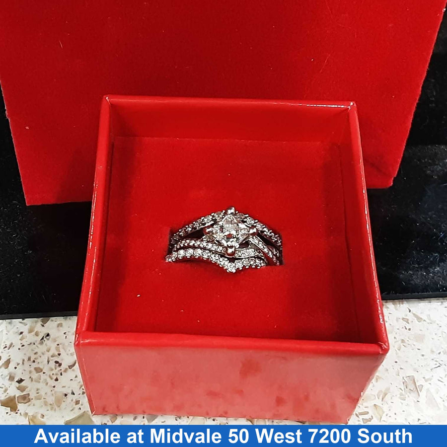 Ring - Wedding Set - White Gold 14k (.585) 7.6 grams Size 20