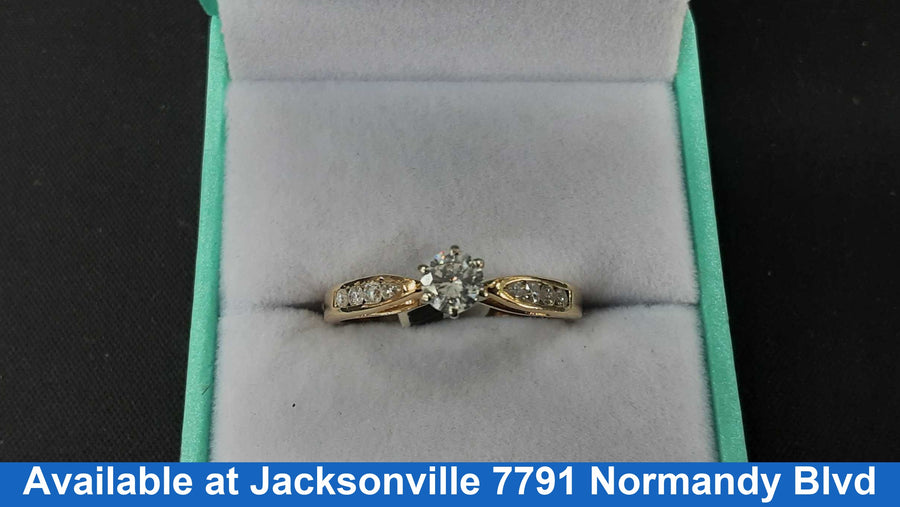 Ring - Engagement Set - Yellow Gold 14k (.585) 3.1 grams Size 9.5