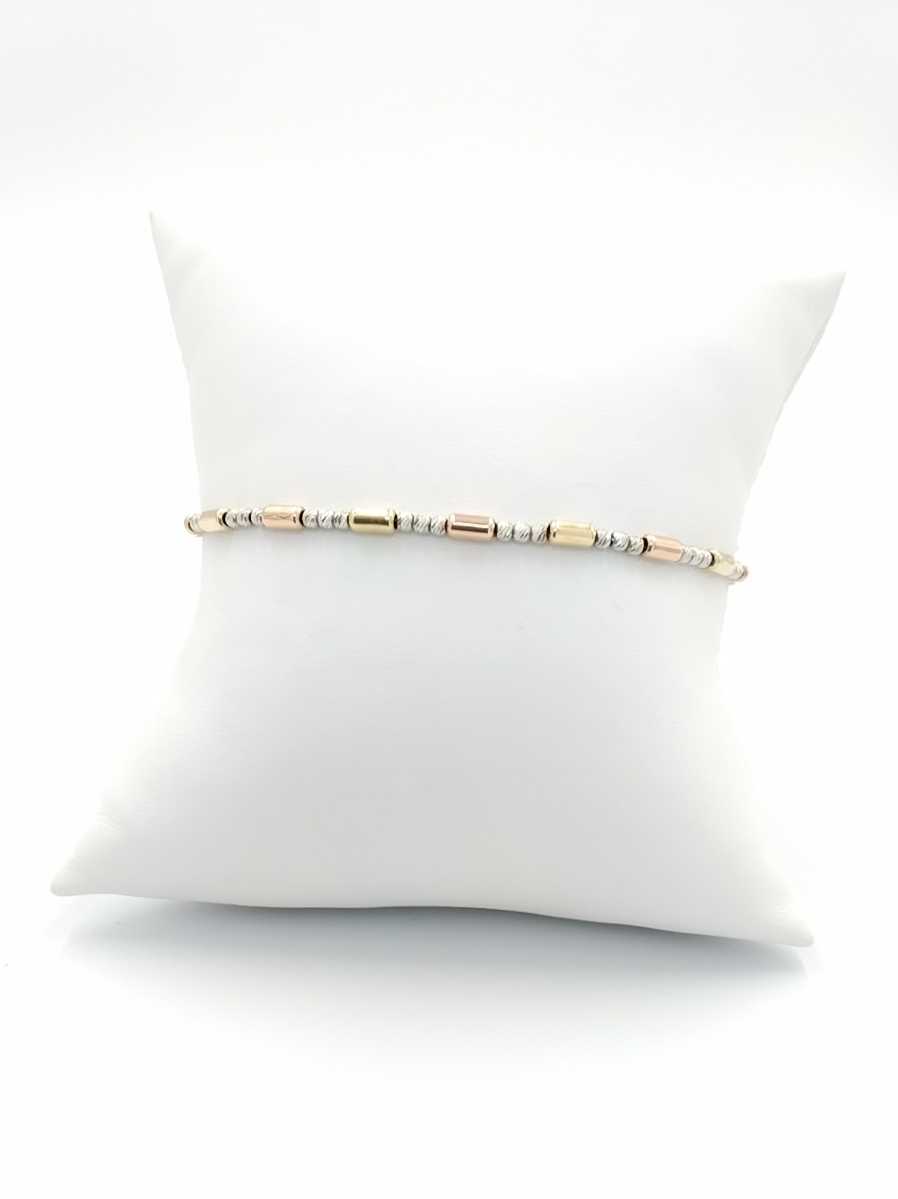 Bead Bracelet - Tricolor Gold 10k (.417) 4.9 grams 10 inch