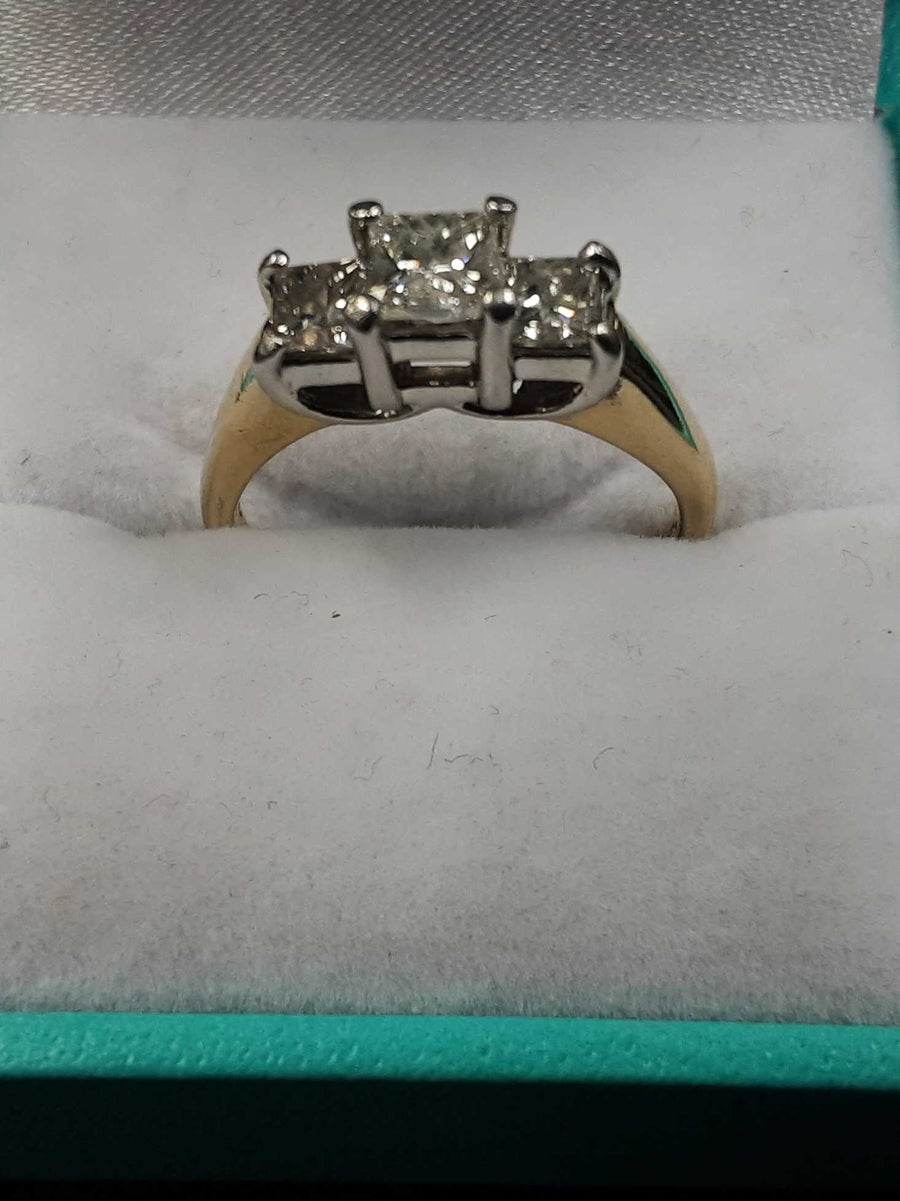 Ring - Engagement Set - Yellow Gold 14k (.585) 4.4 grams Size 7.5