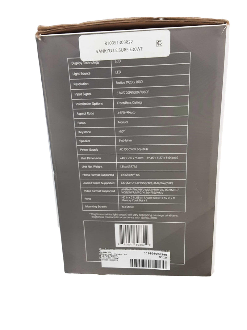 Vankyo Leisure E30wt Black Home Media Projector