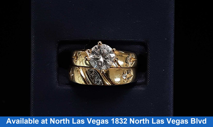Ring - Engagement Set - Yellow Gold 14k (.585) 5 grams Size 9.5