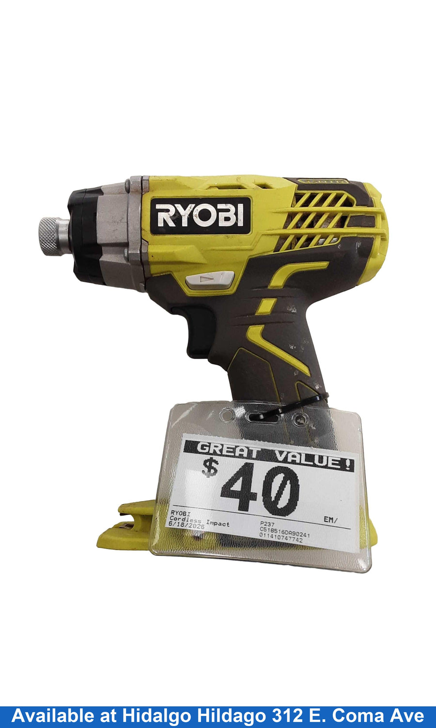 Ryobi P237 Silver Cordless Impact Drill