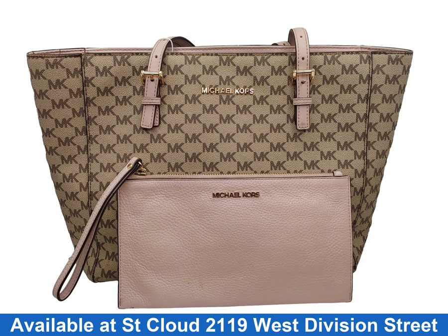 Michael Kors Pink Tan Tote Bag Beige / Tan Purse / Handbag