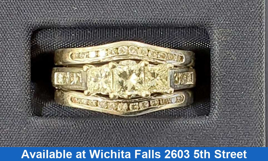 Ring - Wedding Set - White Gold 14k (.585) 7.8 Grams Size 6.5