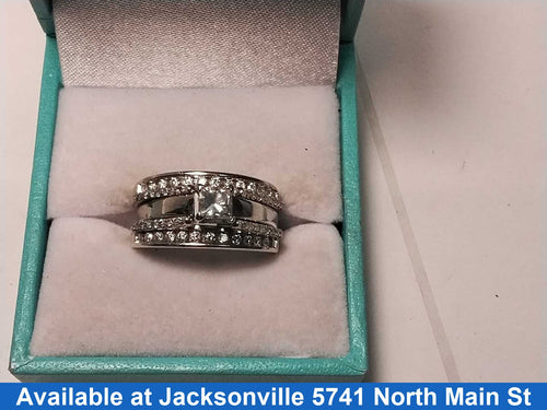 Ring - Wedding Set - White Gold 14k (.585) 9.4 grams Size 7