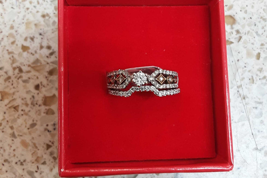 Ring - Engagement Set - White Gold 14k (.585) 4.9 grams Size 7.5
