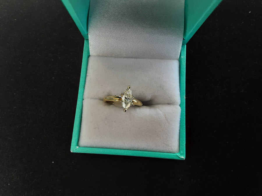 Women's Ring - Solitaire - Yellow Gold 14k (.585) 2 grams Size 20