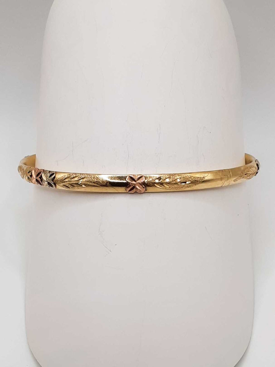 Bangle Bracelet - Tricolor Gold 10k (.417) 9 grams 7 inch