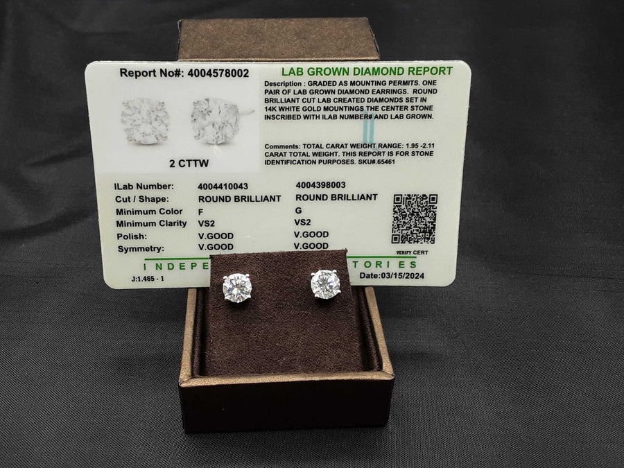 Double Stud Earring - White Gold 14k (.585) 1.6 grams