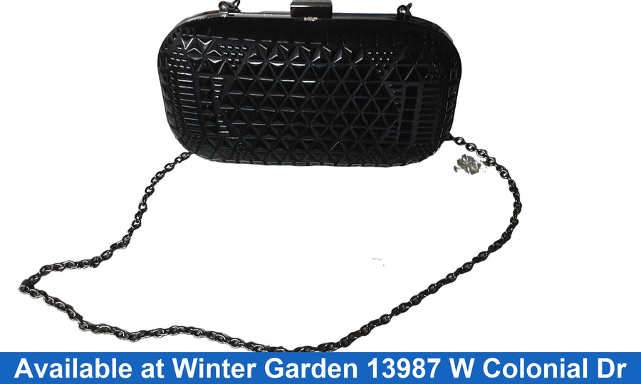 Bcbgmaxazria Hardshell Clutch Bag Black Purse / Handbag