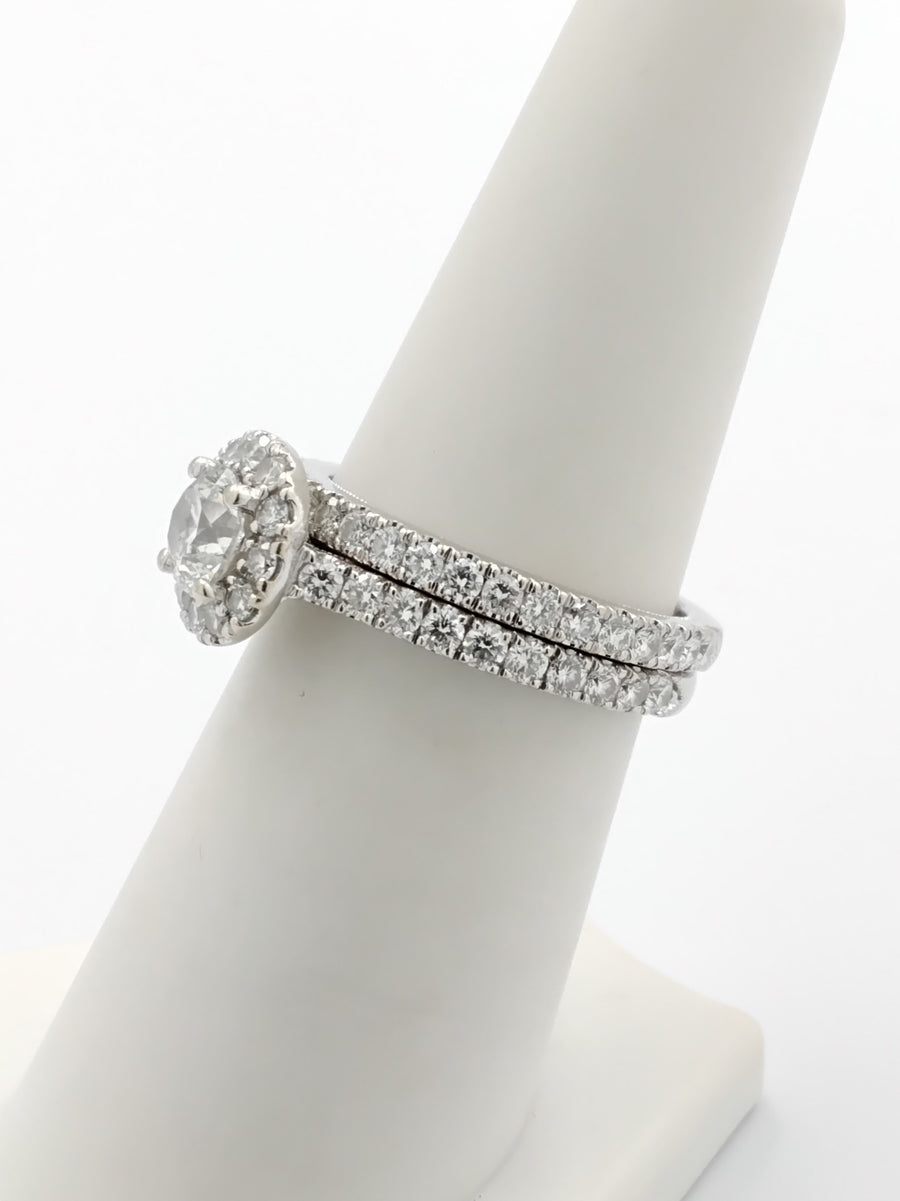 Ring - Wedding Set - White Gold 14k (.585) 6.3 grams Size 7