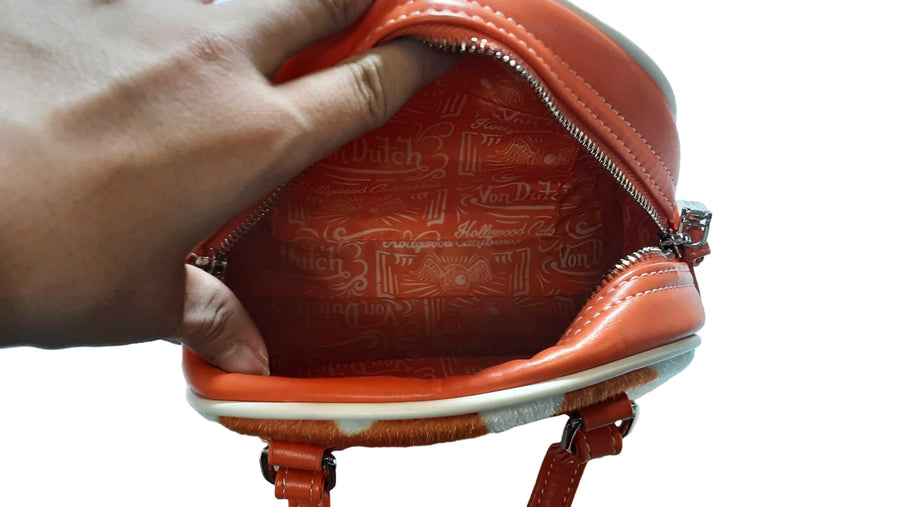 Von Dutch Von Dutch Orange Cow Print Bowling Bag Orange Purse / Handbag