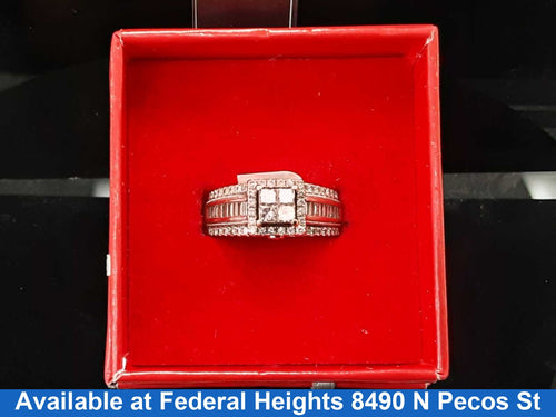 Ring - Wedding Set - White Gold 14k (.585) 6.21 grams Size 7.5