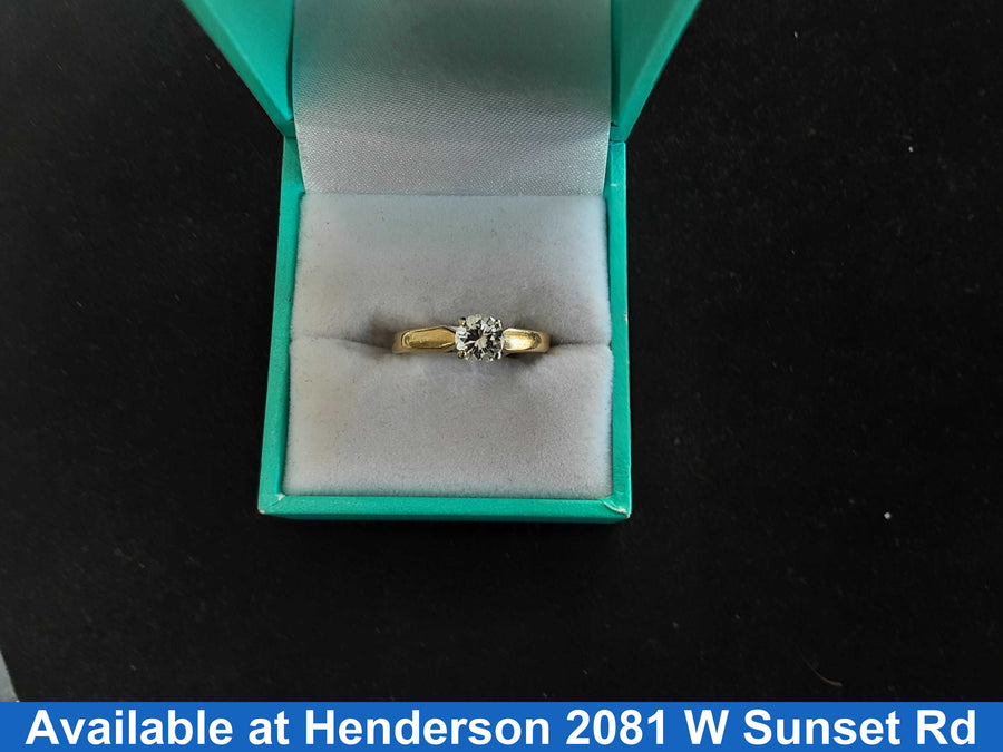 Women's Ring - Solitaire - Yellow Gold 14k (.585) 2.6 grams Size 20