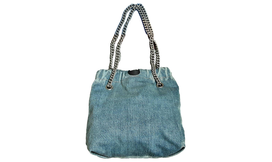 Balenciaga Crush Small Tote Denim Bag Blue Purse / Handbag