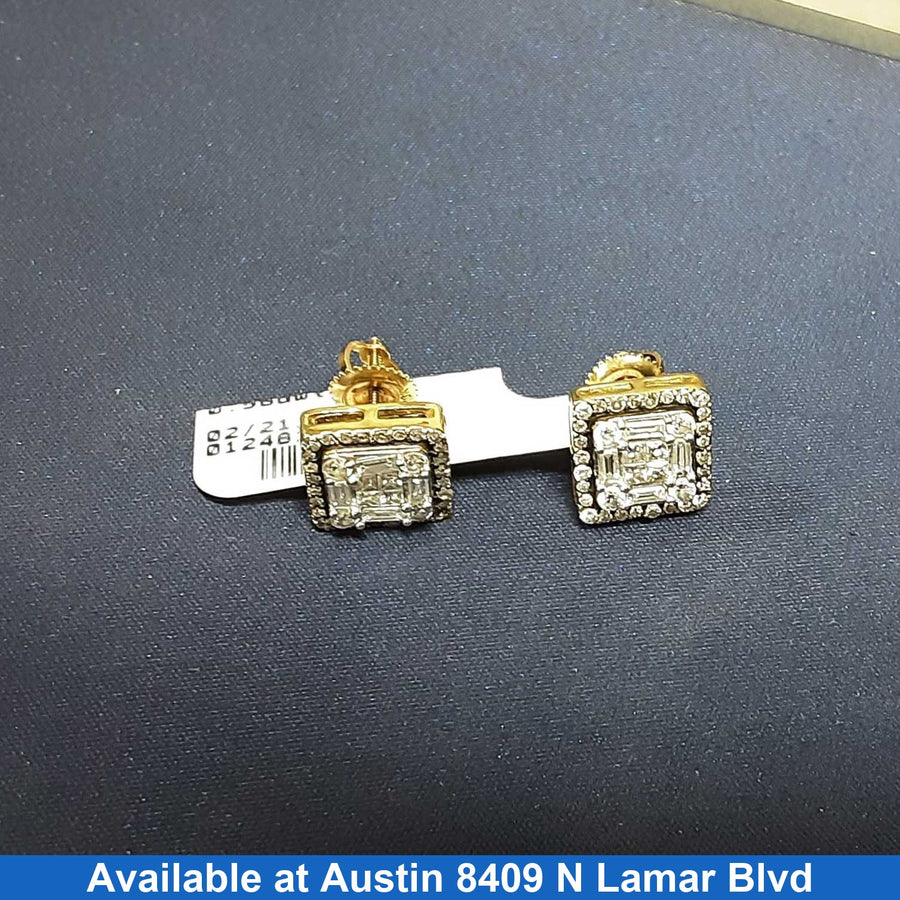 Double Stud Earrings - White Gold 14k (.585) 1.5 grams