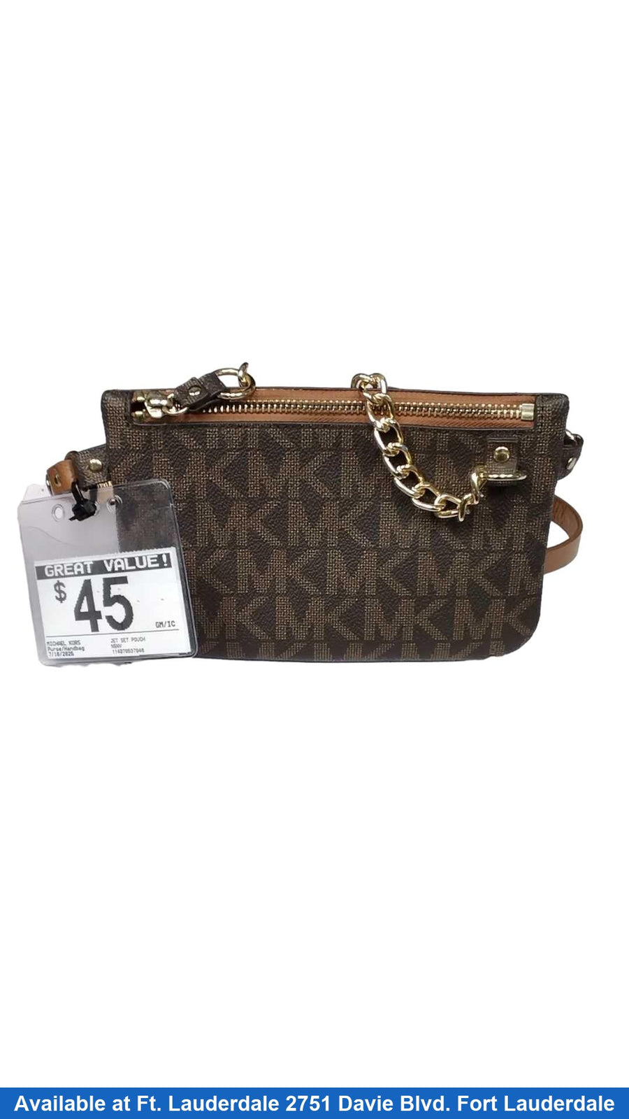Michael Kors Jet Set Pouch Brown Purse / Handbag
