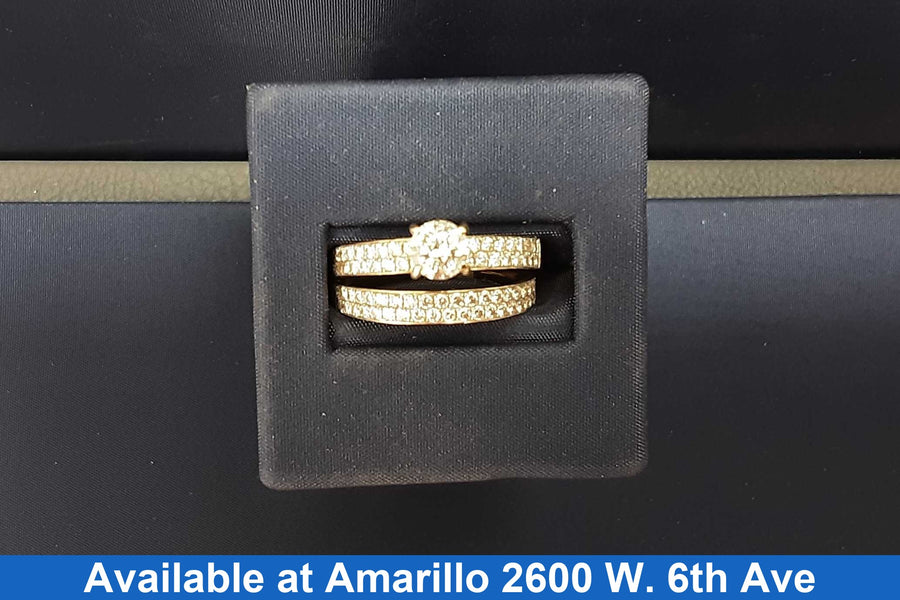 Ring - Engagement Set - Yellow Gold 18k (.750) 6.4 grams Size 9.5