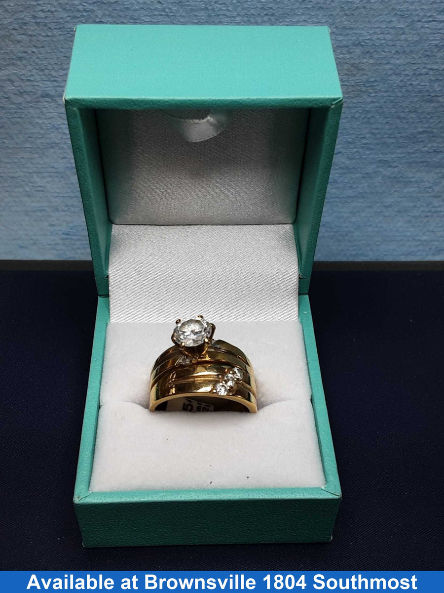 Ring - Engagement Set - Yellow Gold 10k (.417) 5.2 grams Size 8.5
