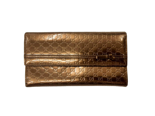 Gucci Micro Guccissima Metalic Bronze Beige / Tan Wallet