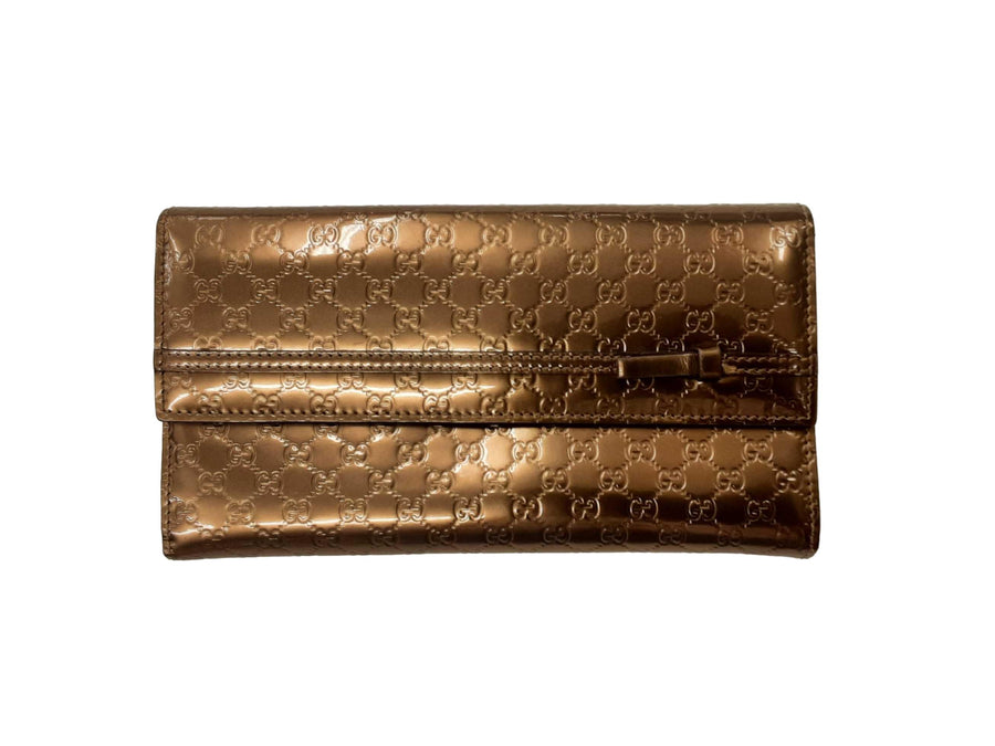 Gucci Micro Guccissima Metalic Bronze Beige / Tan Wallet