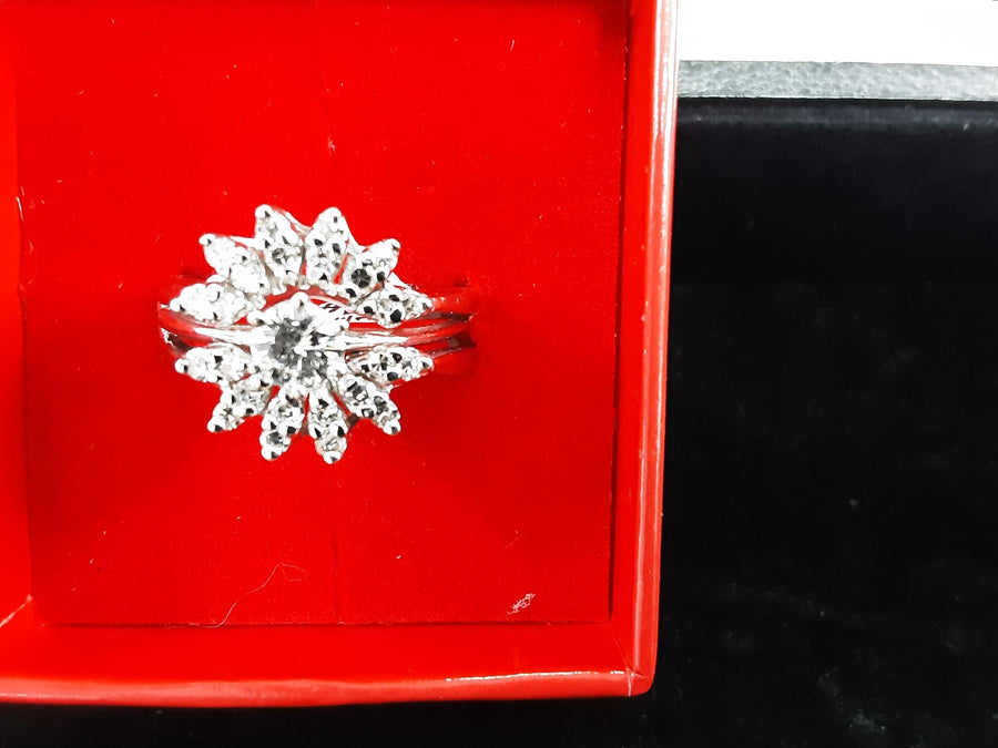 Ring - Engagement Set - White Gold 14k (.585) 7 grams Size 9