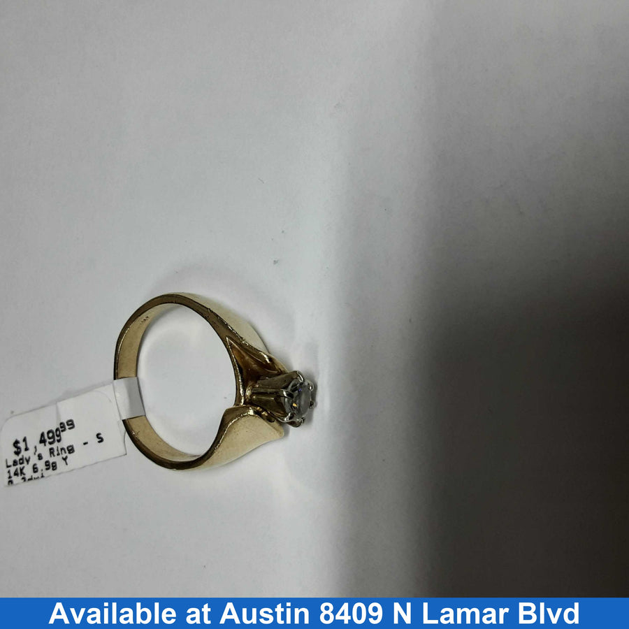 Women's Ring - Solitaire - Yellow Gold 14k (.585) 6.9 grams Size 9