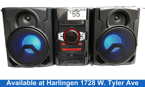 Onn 100008724 Black Bookshelf Stereo with Speaker