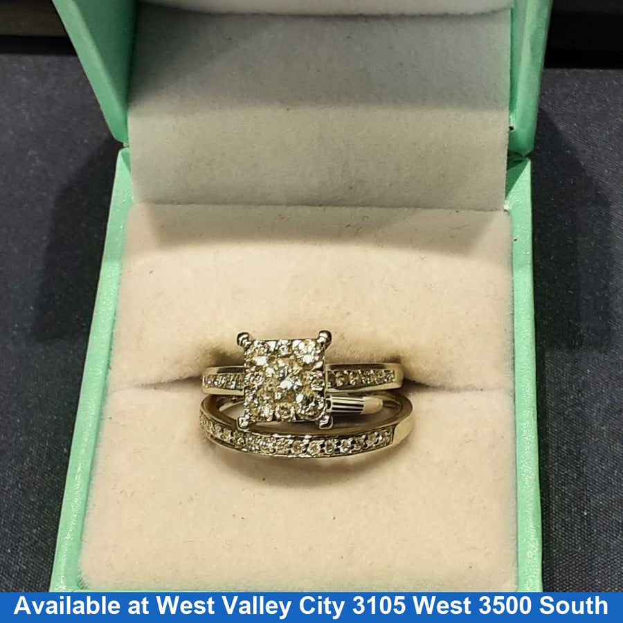 Ring - Engagement Set - White Gold 14k (.585) 5.2 grams Size 11.5