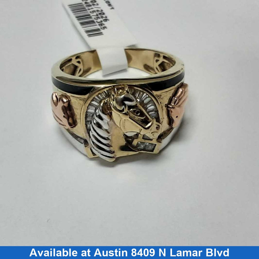Men's Ring - Tricolor Gold 10k (.417) 7.4 grams Size 10.5