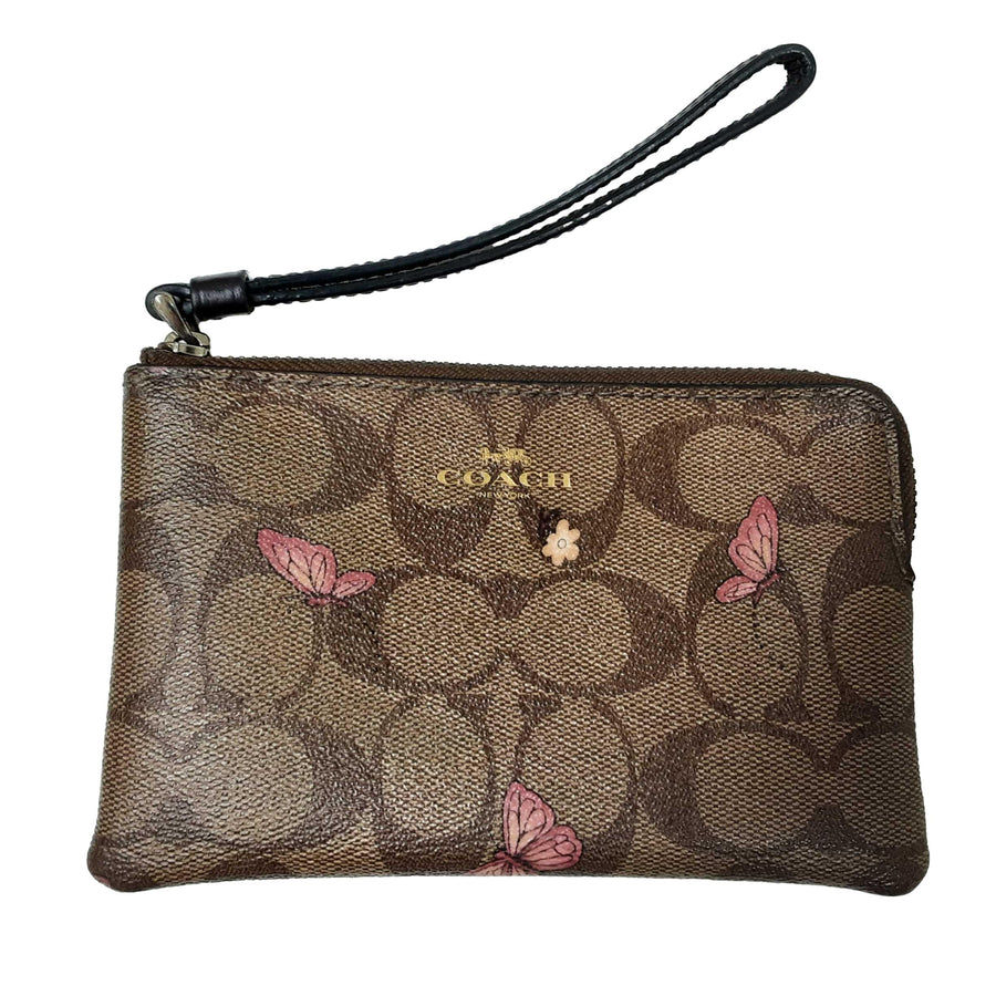 Coach Coach Butterfly Zippy Wristlet Brown Wallet